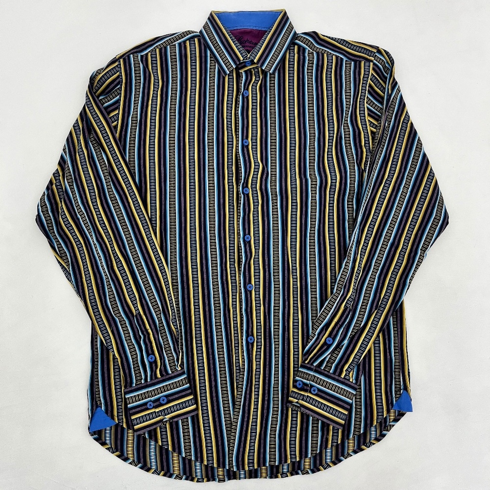 Luchiano‎ Visconti Black Mens L Button Up Shirt Multicolor Long Sleeve Outdoor